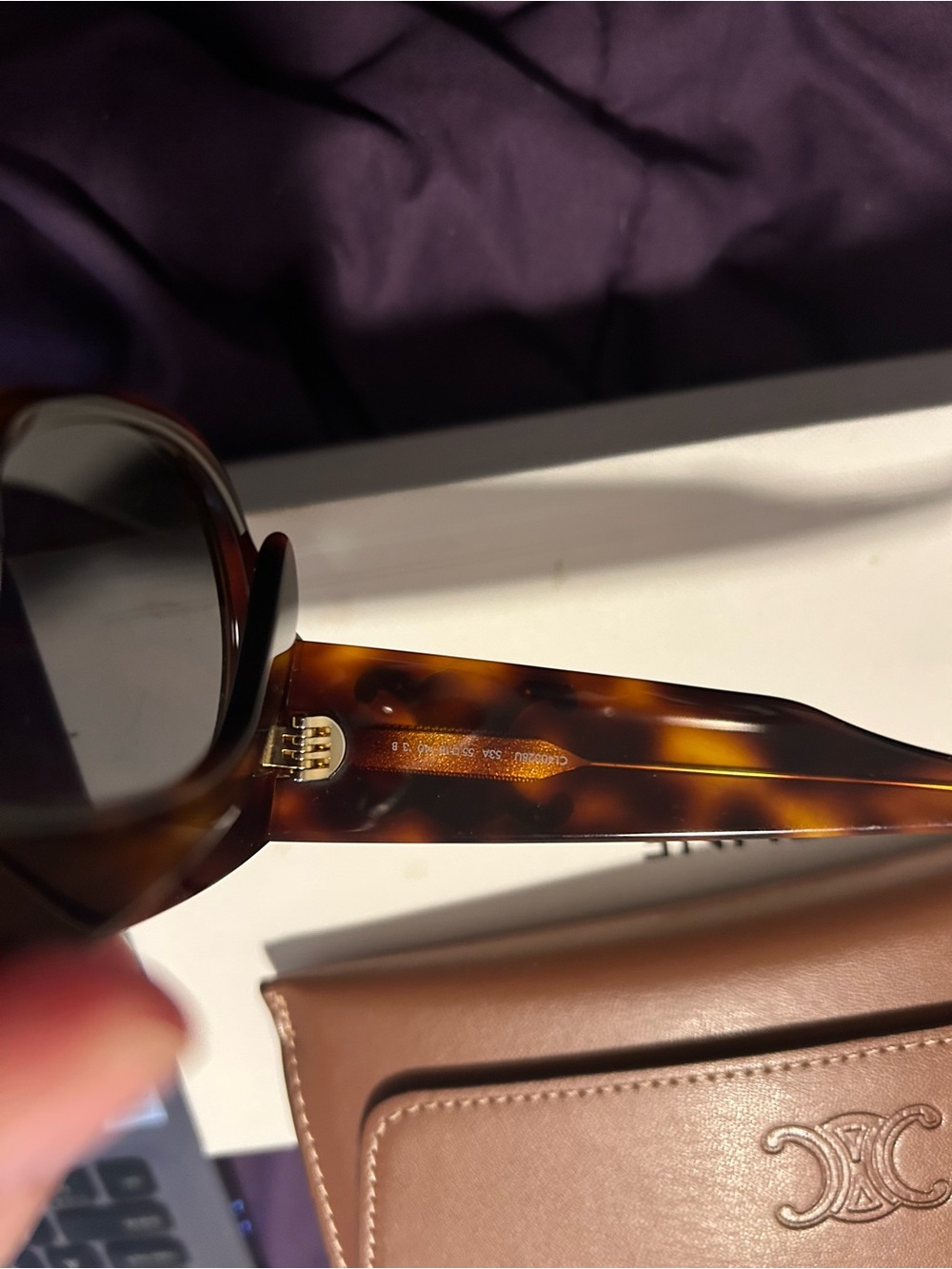 Celine Tortoiseshell Cat-Eye Sunglasses with Brown Leather Case - Picture 4 of 6